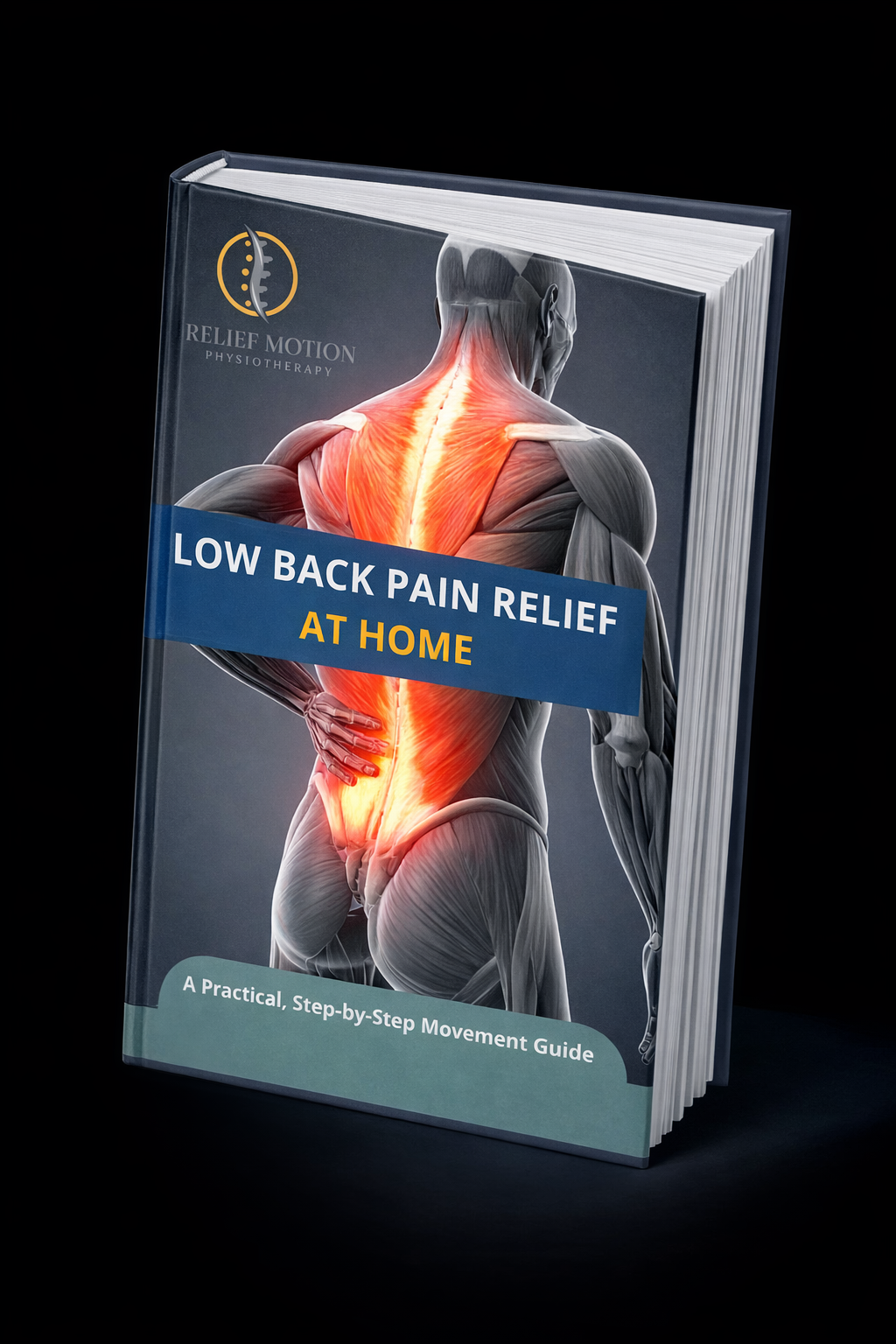 Low Back Pain Relief at Home ebook cover mockup
